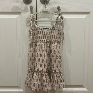 Madison Mathews Block Print Smocked Dress Cotton Pink Green Baby XS 18-24 Months